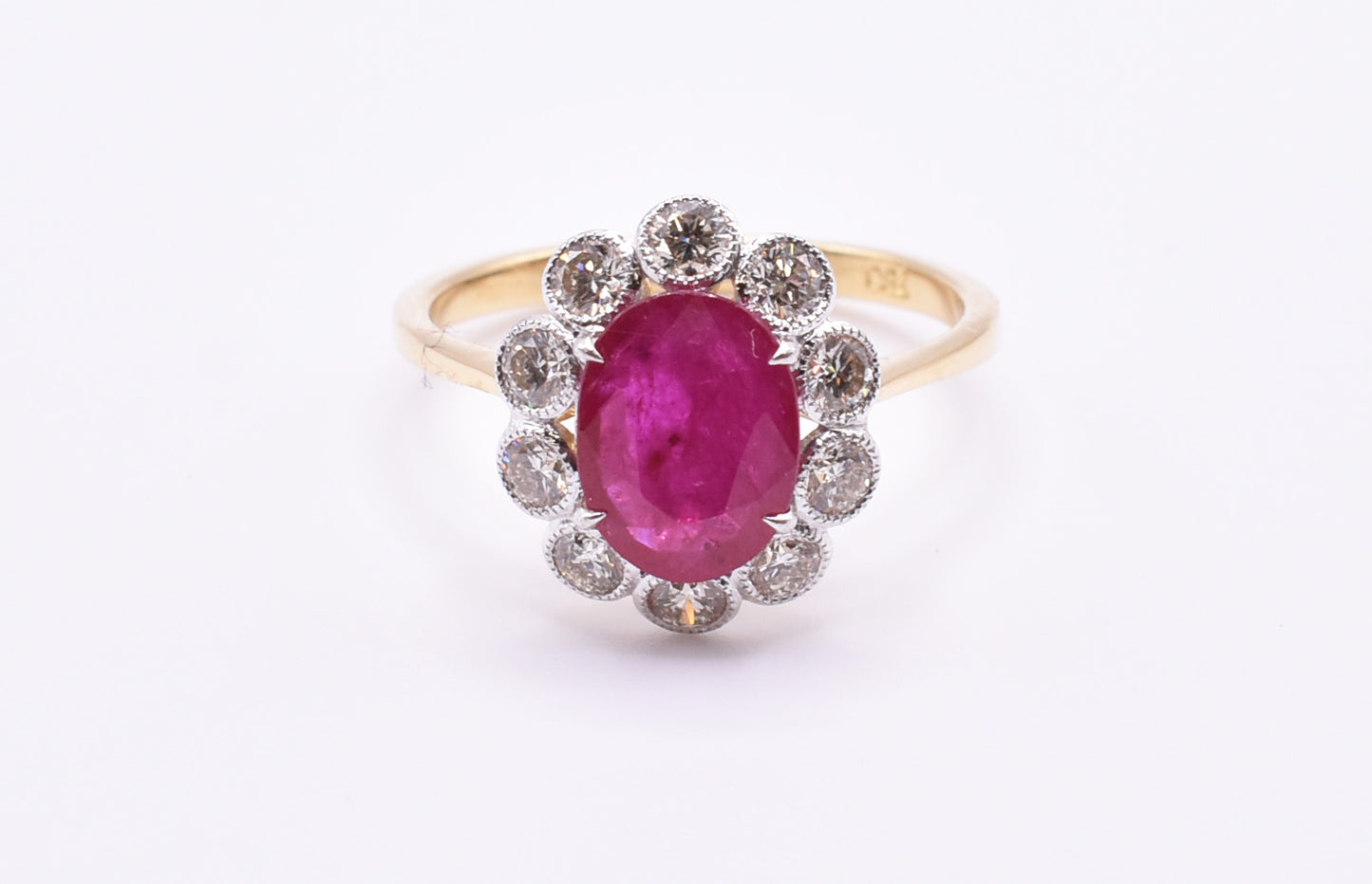 18k Yellow & White Gold Ruby & Diamond Ring