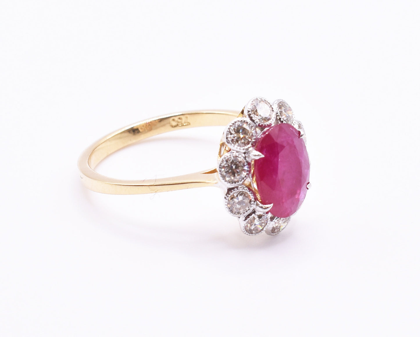 18k Yellow & White Gold Ruby & Diamond Ring