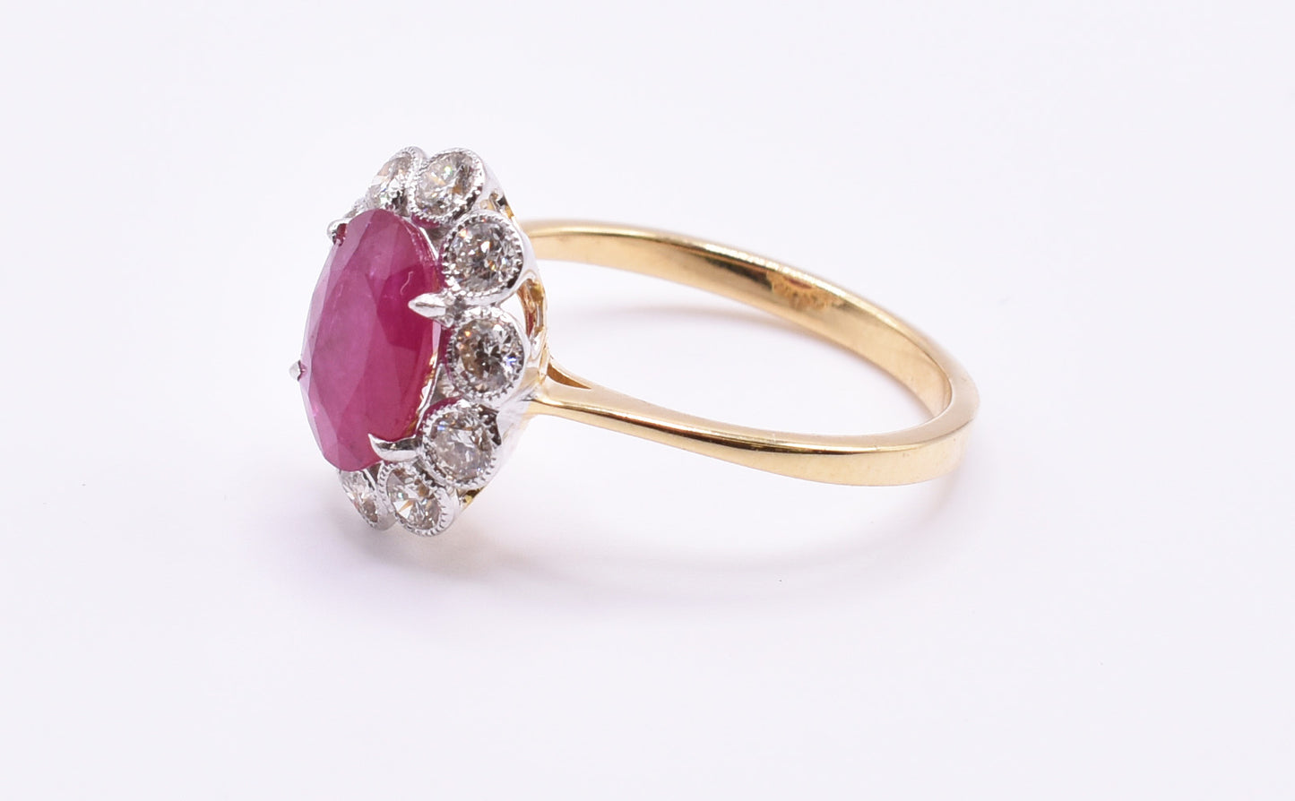 18k Yellow & White Gold Ruby & Diamond Ring