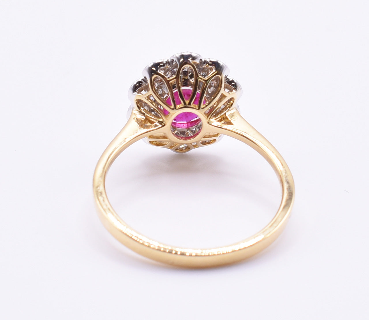 18k Yellow & White Gold Ruby & Diamond Ring