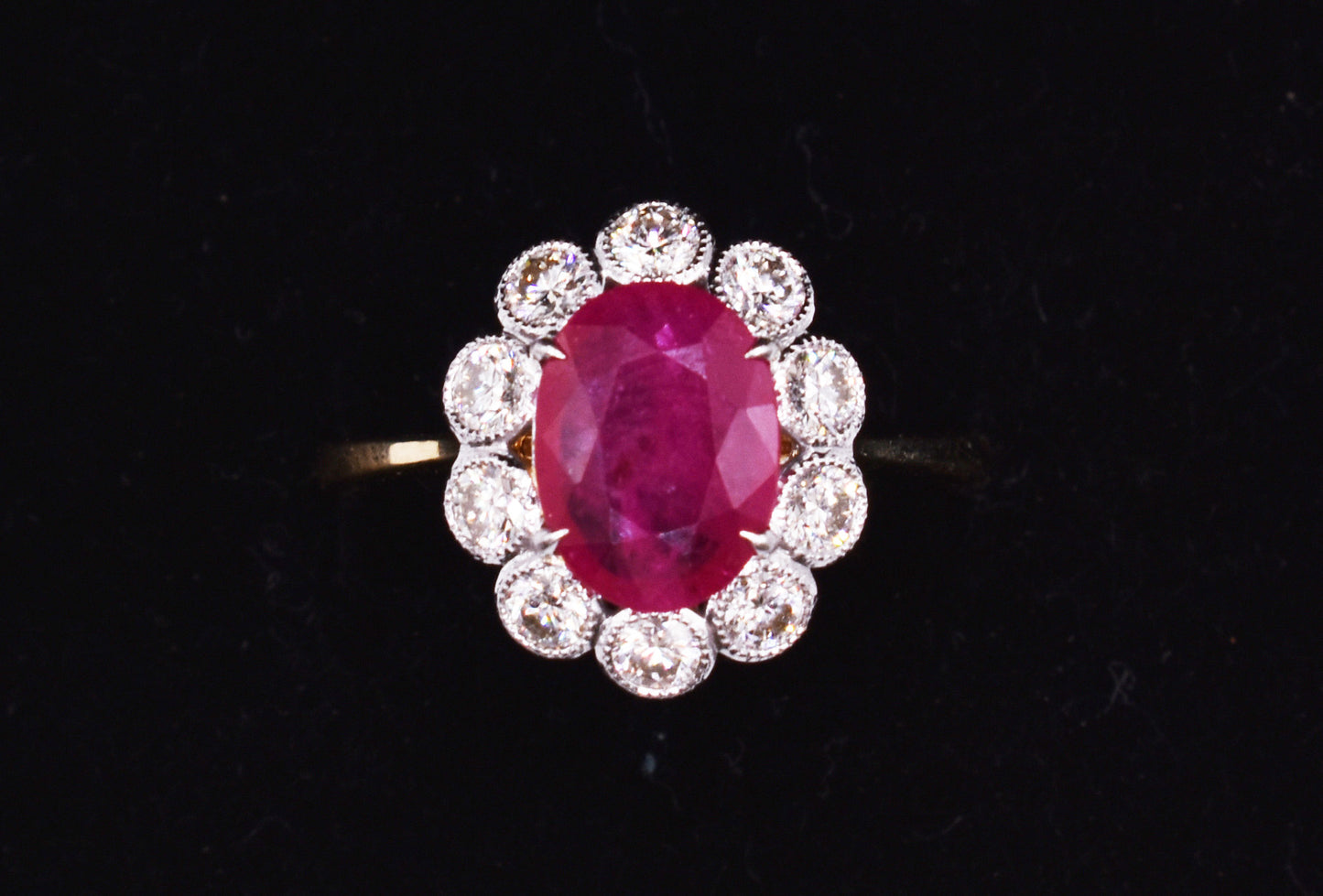 18k Yellow & White Gold Ruby & Diamond Ring