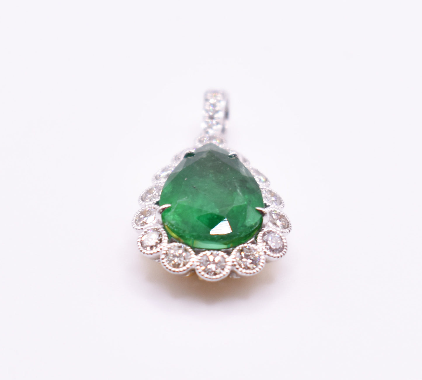 18k Yellow & White Gold Emerald Pendant