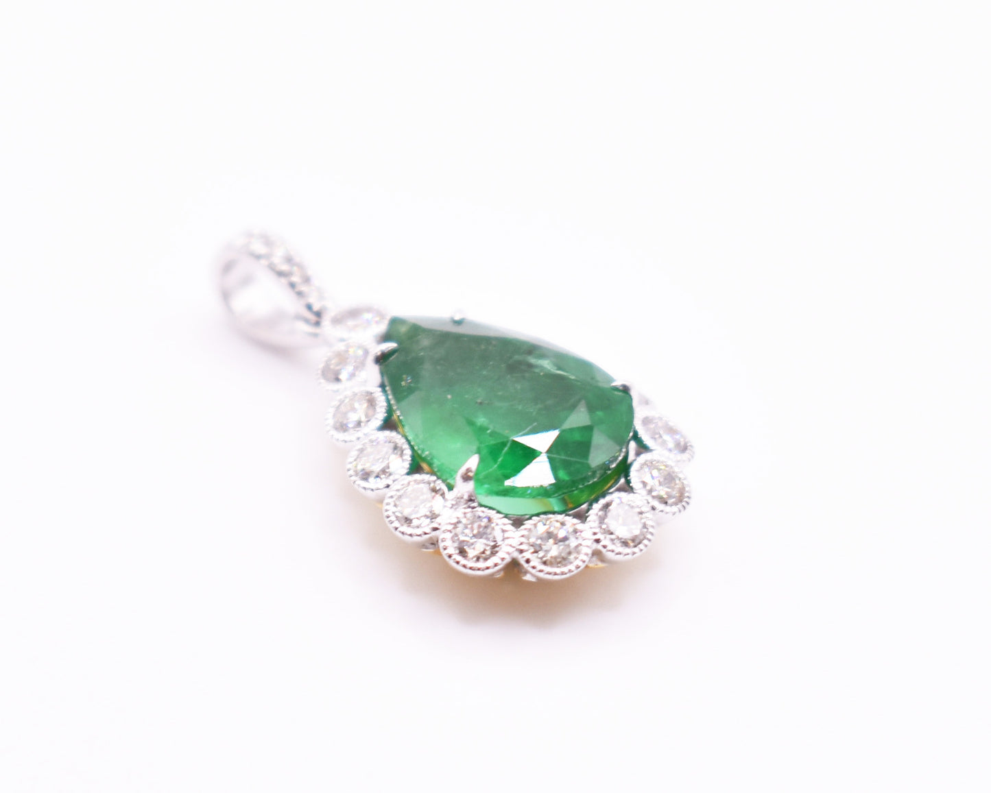 18k Yellow & White Gold Emerald Pendant