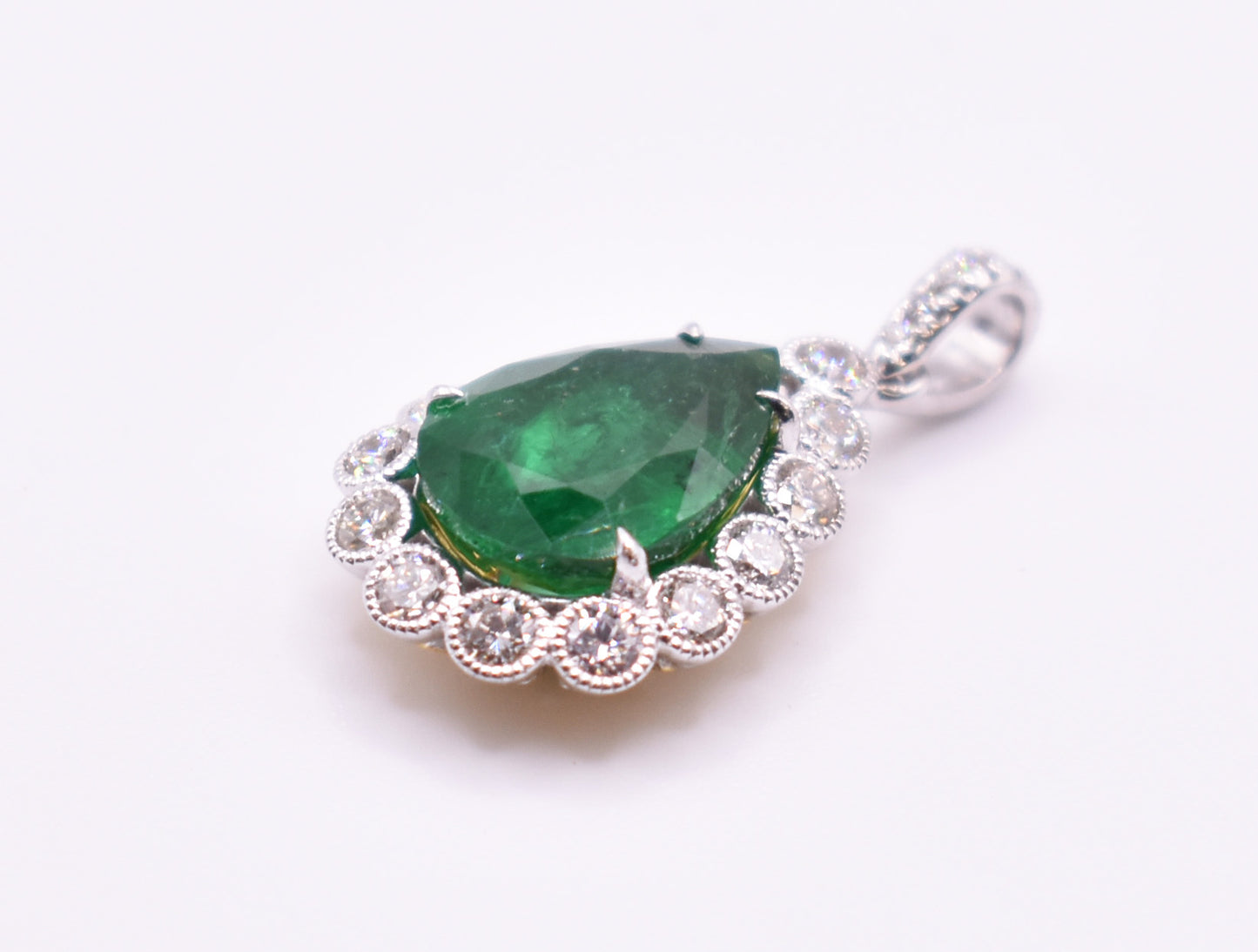 18k Yellow & White Gold Emerald Pendant