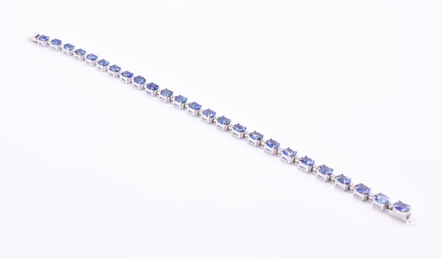 18k White Gold & Blue Ceylon Sapphire Tennis Bracelet