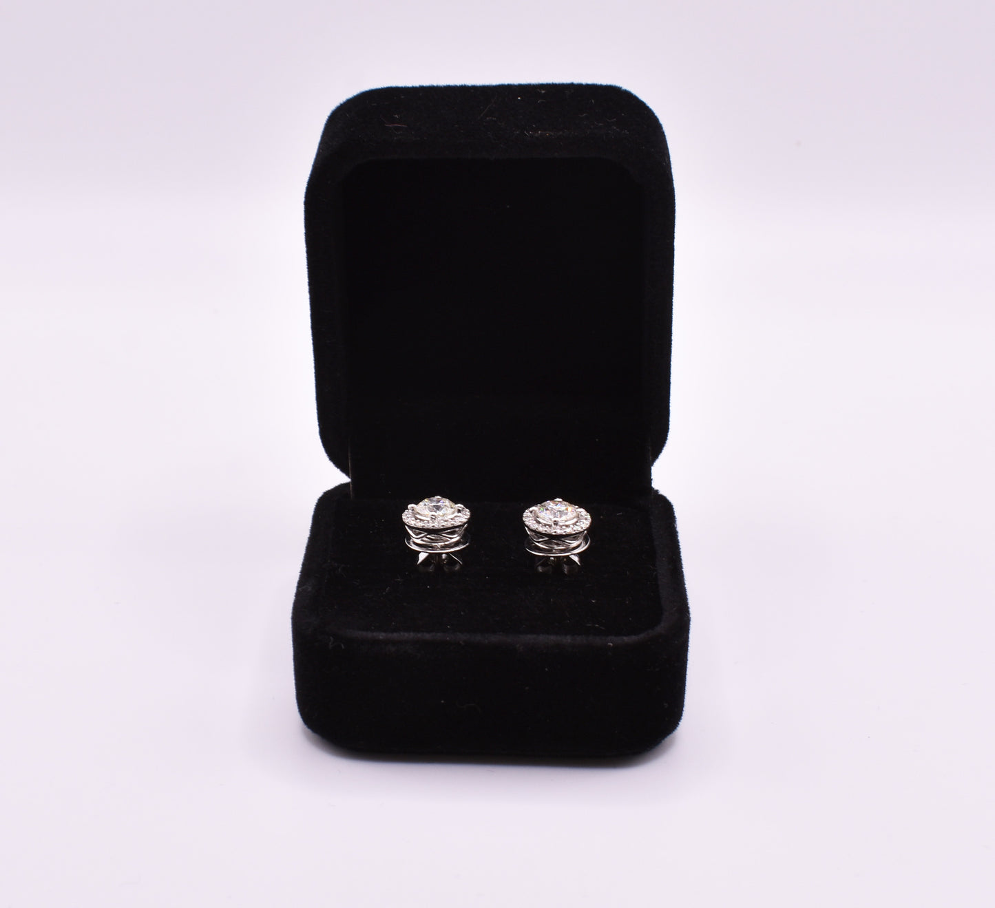 Pair of 18k White Gold Diamond Halo Stud Earrings