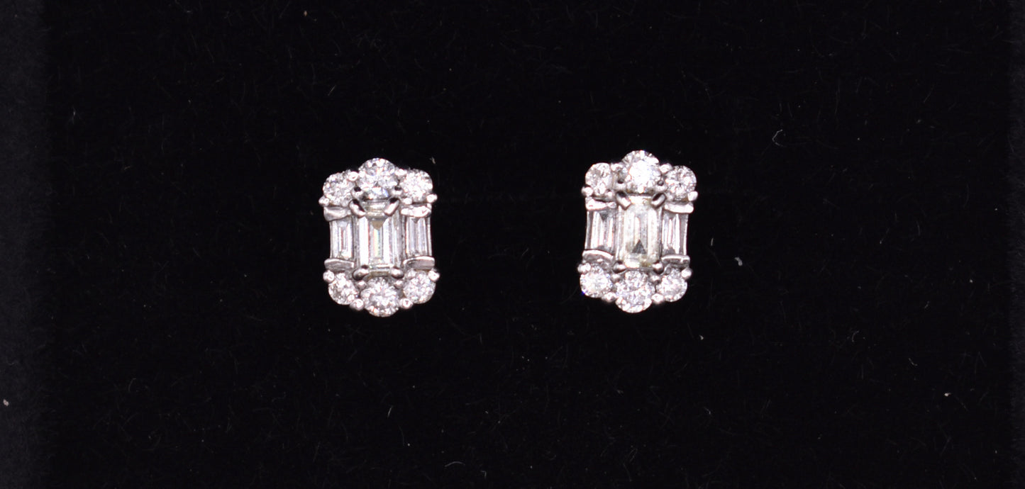 Pair of 18k White Gold Diamond Earrings