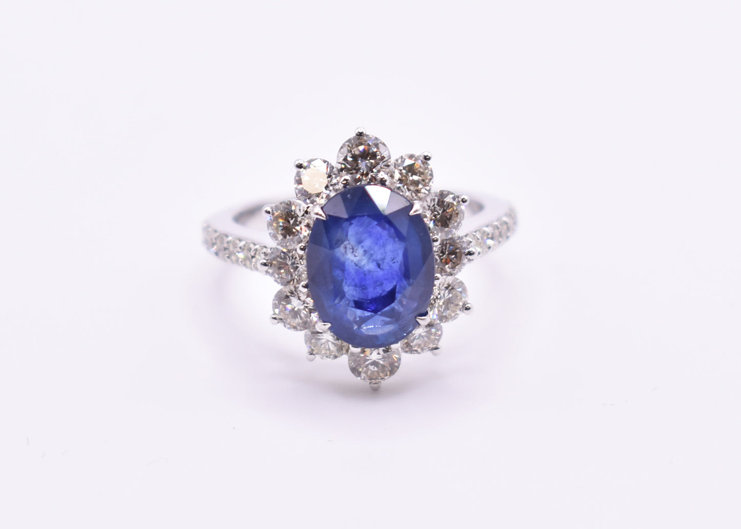 18K White Gold Sapphire & Diamond Ring