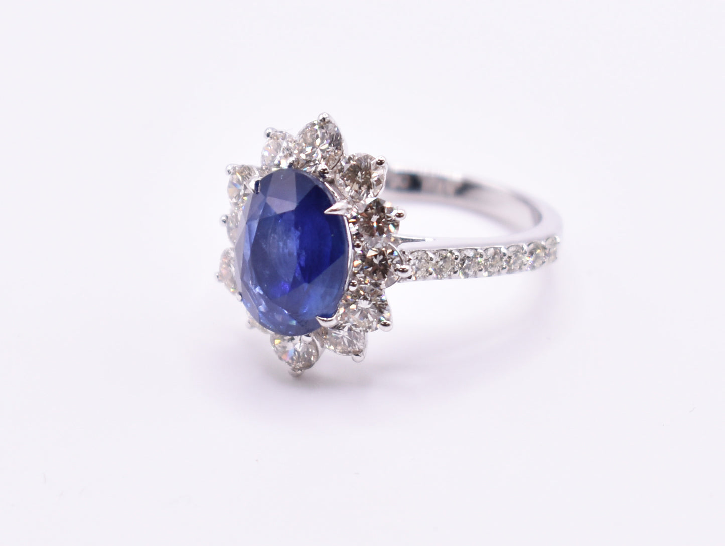 18K White Gold Sapphire & Diamond Ring