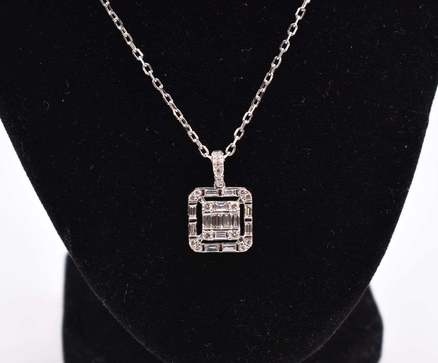 Art Deco Style 18k White Gold Diamond Necklace