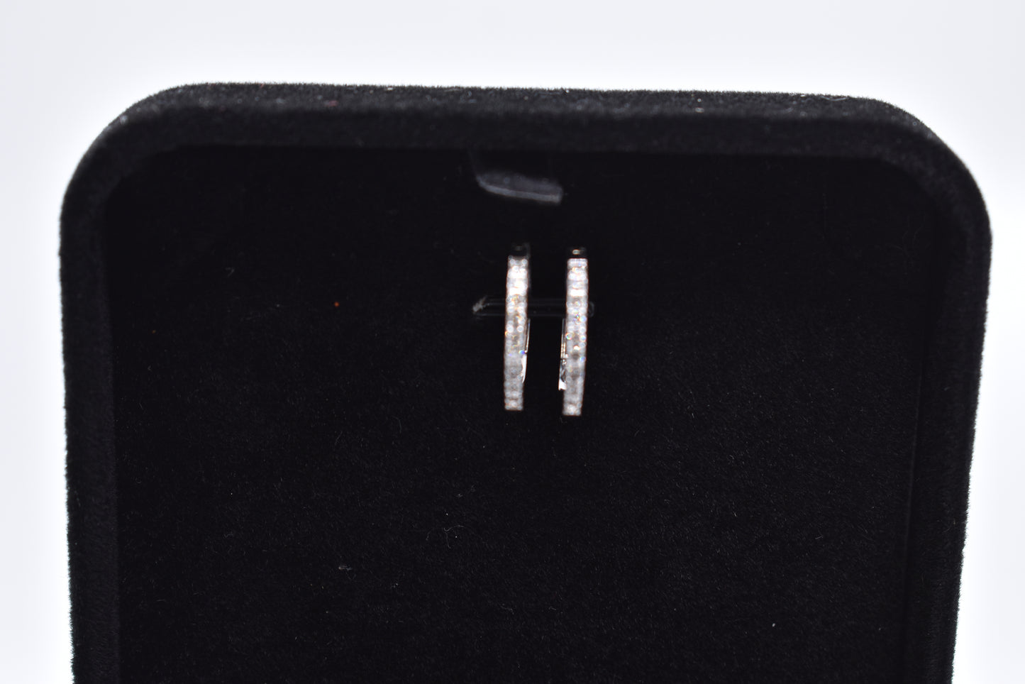 Pair of 18k White Gold Diamond Hoop Earrings