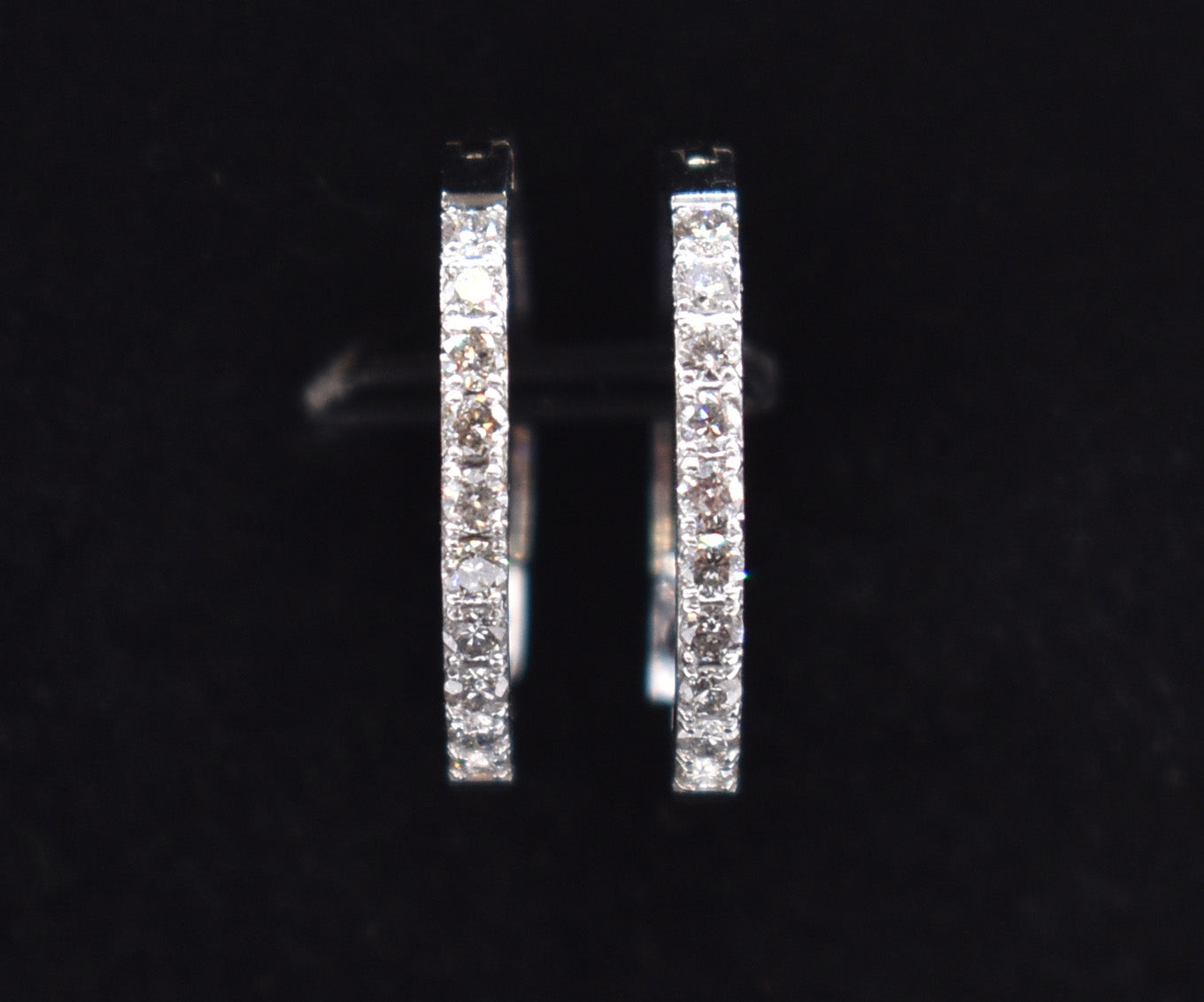 Pair of 18k White Gold Diamond Hoop Earrings