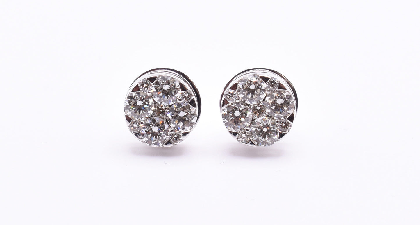 18k White Gold Illusion Diamond Stud Earrings