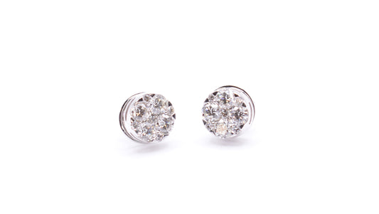 18k White Gold Illusion Diamond Stud Earrings