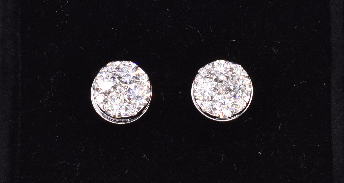 18k White Gold Illusion Diamond Stud Earrings