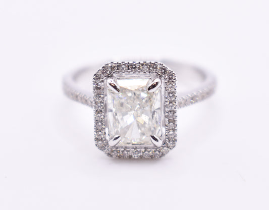 HRD Certified 1.80ct Diamond 18K White Gold Engagement Ring