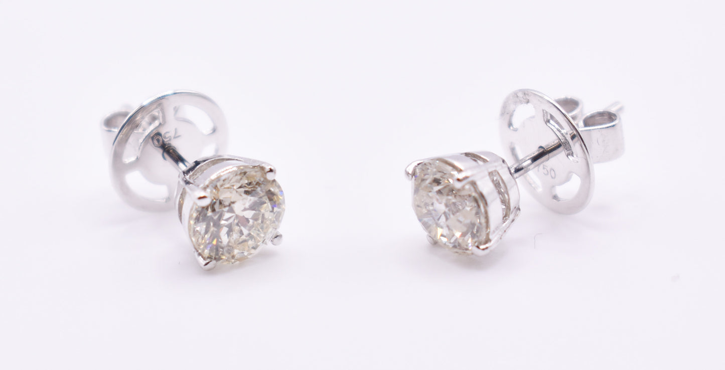 Pair of 18K White Gold Pair 2.12ct Diamond Earrings