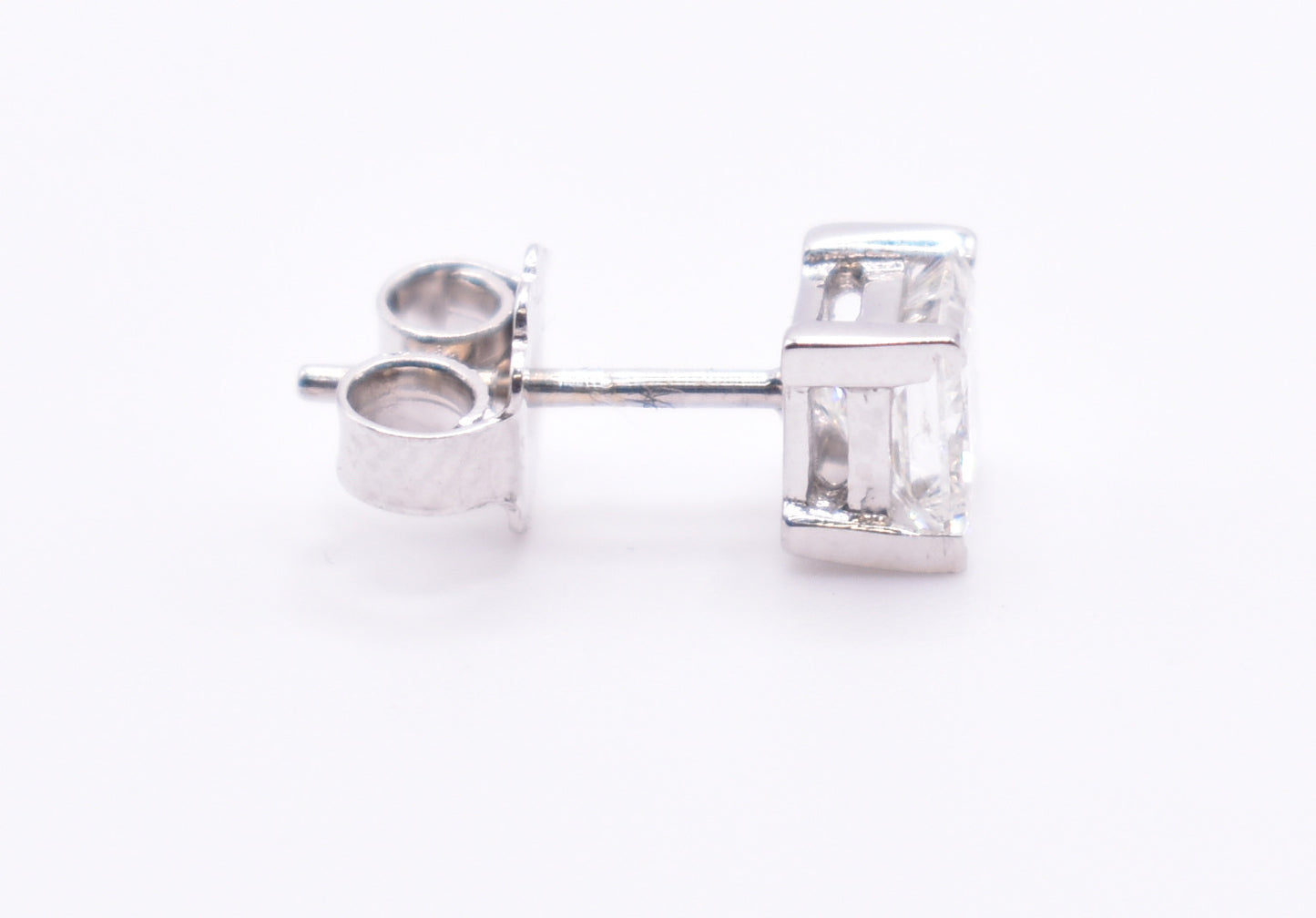 GIA Certified 18k White Gold 1.60ct Pair of Princess Cut Diamond Earrings