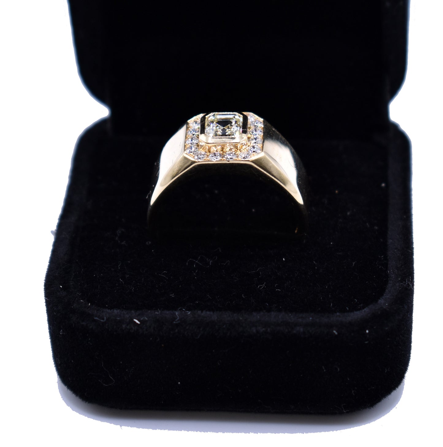 18k Yellow Gold Square Emerald Cut Diamond Ring