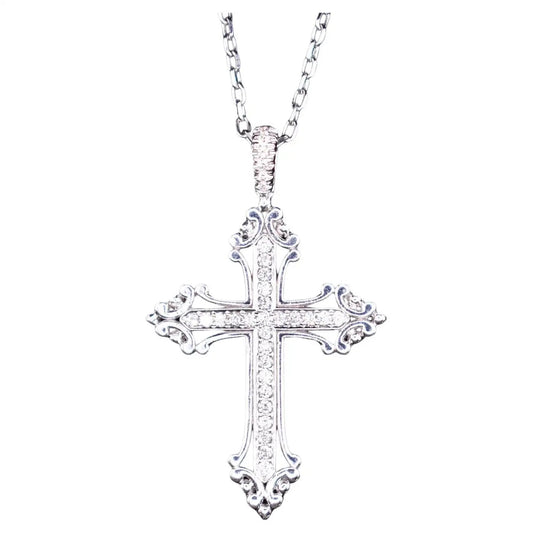 18k White Gold Cross & Chain